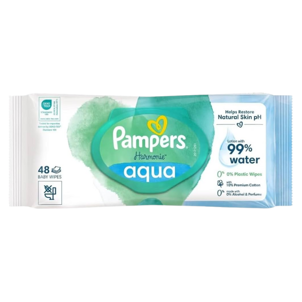 Pampers Harmonie Aqua Baby Wipes (48 Wipes)